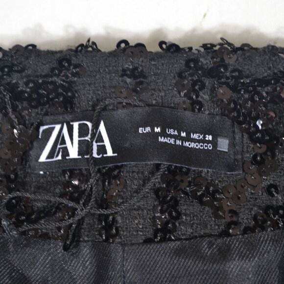 NEW ZARA SEQUIN FRINGE JACKET, MEDIUM - Picture 6 of 11